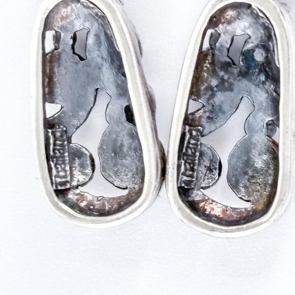 Vintage Thailand SX Sterling Silver 925 2cm Scroll Drop Earrings - Picture 5 of 9